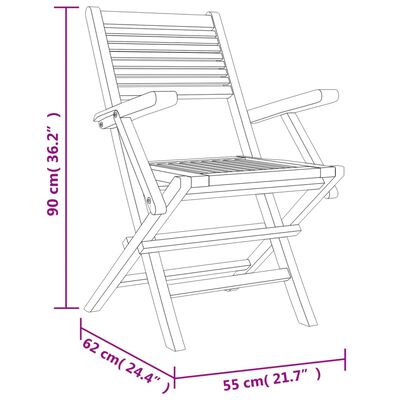 vidaXL Chaises de jardin pliantes lot de 2 55x62x90cm bois massif teck