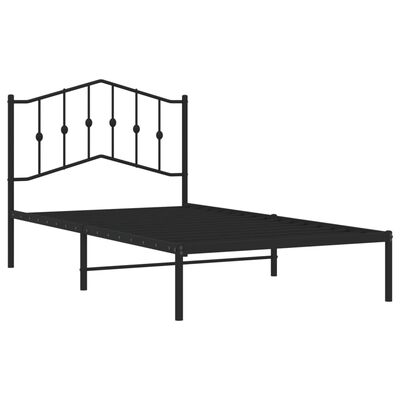 vidaXL Cadre de lit métal sans matelas avec tête de lit noir 100x190cm