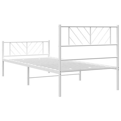 vidaXL Cadre de lit métal sans matelas et pied de lit blanc 100x200 cm