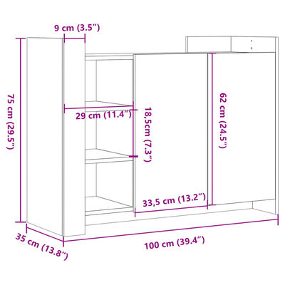 vidaXL Buffet sonoma gris 100x35x75 cm bois d'ingénierie