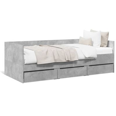 vidaXL Lit de jour avec tiroirs sans matelas gris béton 75x190 cm