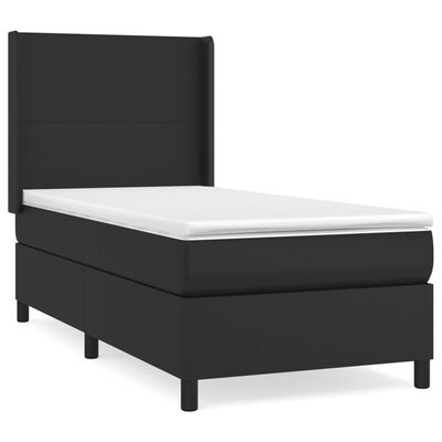 vidaXL Sommier à lattes de lit avec matelas Noir 90x190 cm Similicuir