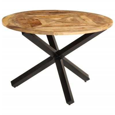 vidaXL Table à manger Ø110x75 cm bois massif de manguier brut