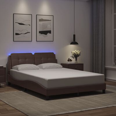 vidaXL Cadre de lit avec LED sans matelas gris 120x200 cm