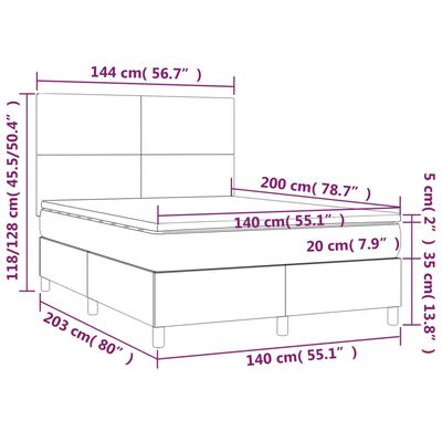 vidaXL Sommier à lattes de lit avec matelas Marron foncé 140x200 cm