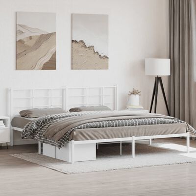 vidaXL Cadre de lit métal sans matelas et tête de lit blanc 193x203 cm