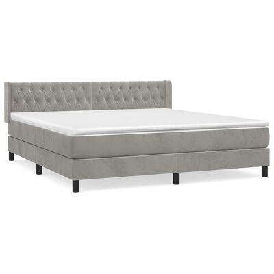 vidaXL Sommier à lattes de lit et matelas Gris clair 180x200cm Velours