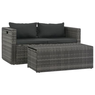 vidaXL Salon de jardin avec coussins 6 pcs Résine tressée Gris