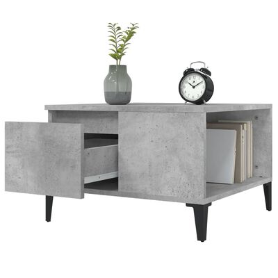 vidaXL Table basse gris béton 55x55x36,5 cm bois d'ingénierie