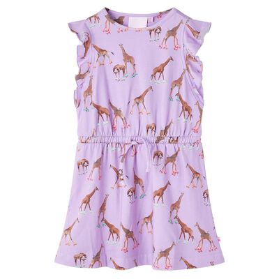 Robe fille manches à volants cordon de serrage lila 104