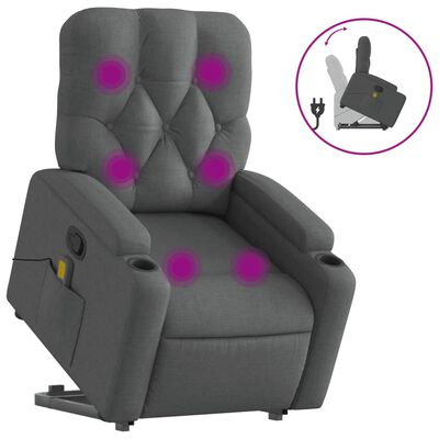 vidaXL Fauteuil de massage inclinable Gris foncé Tissu