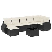 vidaXL Salon de jardin 8 pcs avec coussins noir résine tressée