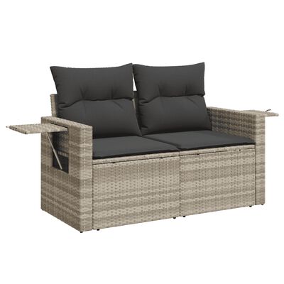 vidaXL Salon de jardin 9 pcs avec coussins gris clair résine tressée