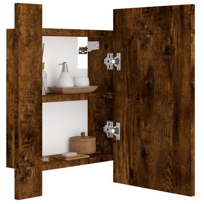 vidaXL Armoire à miroir LED de salle de bain chêne fumé 40x12x45 cm