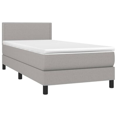 vidaXL Sommier à lattes de lit avec matelas Gris clair 90x200 cm Tissu