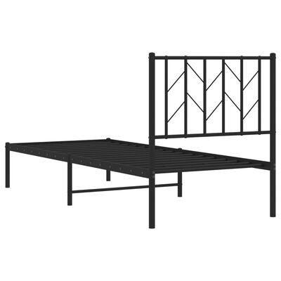 vidaXL Cadre de lit métal sans matelas avec tête de lit noir 75x190 cm