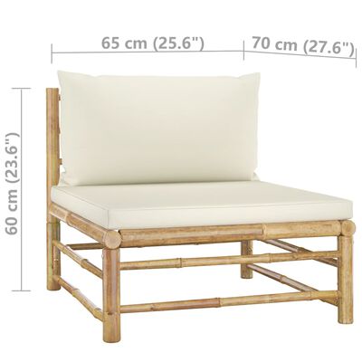 vidaXL Salon de jardin 5 pcs avec coussins blanc crème Bambou