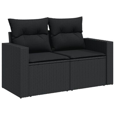 vidaXL Salon de jardin 6 pcs avec coussins noir résine tressée