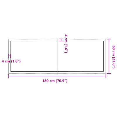 vidaXL Dessus de table bois massif non traité bordure assortie