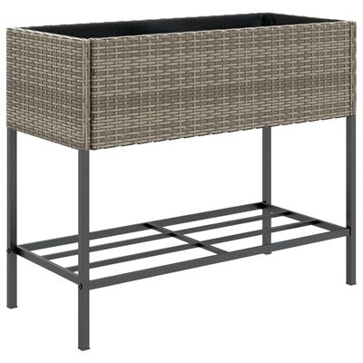 vidaXL Jardinières avec étagère 2 pcs gris 90x40x75 cm résine tressée