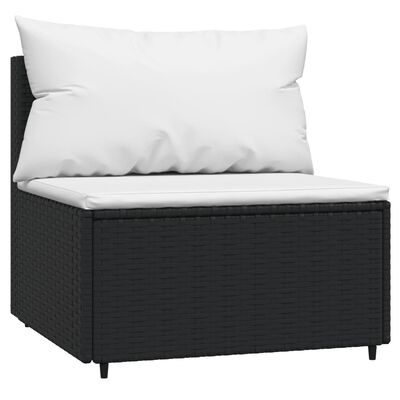 vidaXL Salon de jardin 3 pcs avec coussins Noir Résine tressée