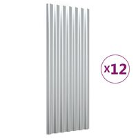 vidaXL Panneaux de toit 12 pcs Acier enduit de poudre Argenté 100x36cm