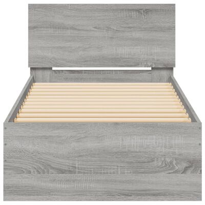 vidaXL Cadre de lit tête de lit et lumières LED sonoma gris 90x200 cm