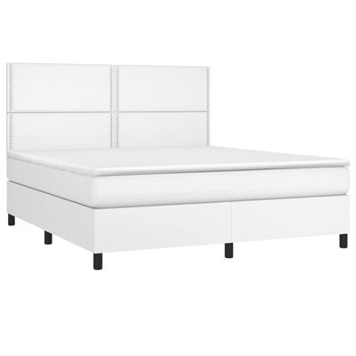 vidaXL Sommier à lattes de lit avec matelas et LED Blanc 180x200 cm