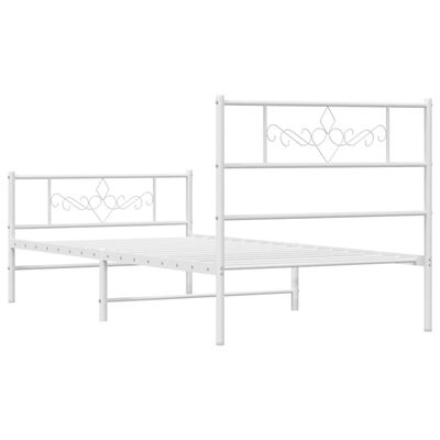 vidaXL Cadre de lit métal sans matelas avec pied de lit blanc 80x200cm