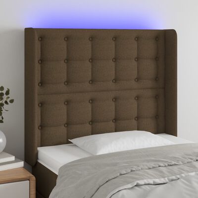 vidaXL Tête de lit à LED Marron foncé 103x16x118/128 cm Tissu