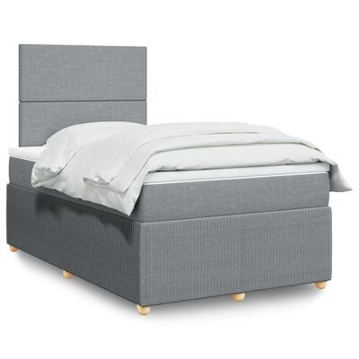 vidaXL Sommier à lattes de lit avec matelas Gris clair 120x200cm Tissu