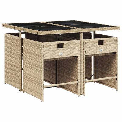 vidaXL Ensemble à manger de jardin coussins 5 pcs mélange beige rotin