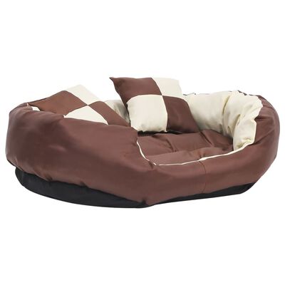 vidaXL Coussin réversible lavable de chien Marron et crème 85x70x20 cm