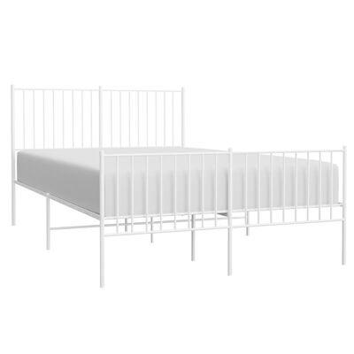 vidaXL Cadre de lit métal sans matelas et pied de lit blanc 140x200 cm