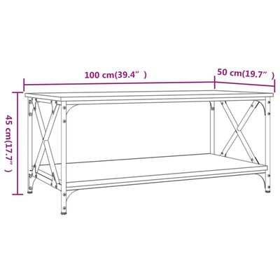 vidaXL Table basse Noir 100x50x45 cm Bois d'ingénierie et fer