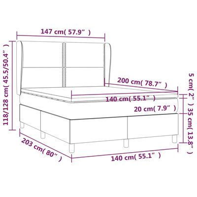 vidaXL Sommier à lattes de lit avec matelas Noir 140x200 cm Similicuir