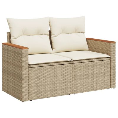 vidaXL Salon de jardin avec coussins 12 pcs beige résine tressée