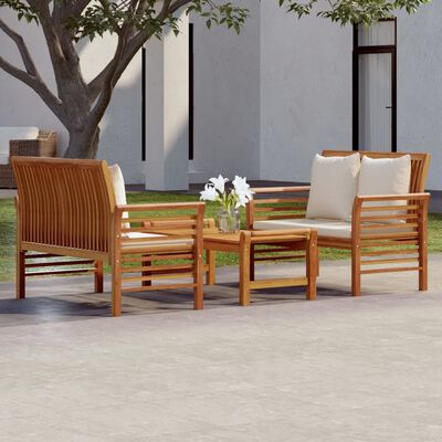 vidaXL Salon de jardin 3 pcs avec coussins bois massif d'acacia