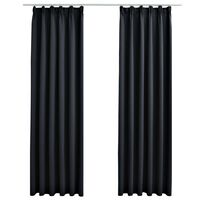 vidaXL Rideaux occultants avec crochets 2 pcs Noir 140x175 cm