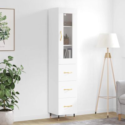 vidaXL Buffet haut Blanc 34,5x34x180 cm Bois d'ingénierie