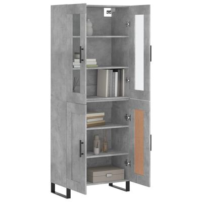 vidaXL Buffet haut Gris béton 69,5x34x180 cm Bois d'ingénierie