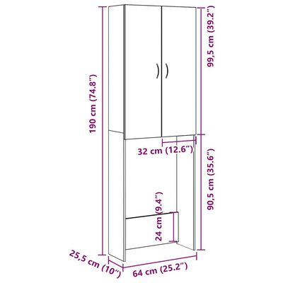 vidaXL Meuble pour machine à laver vieux bois 64x25,5x190 cm