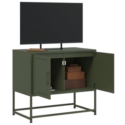 vidaXL Meuble TV vert olive 68,5x39x60,5 cm acier