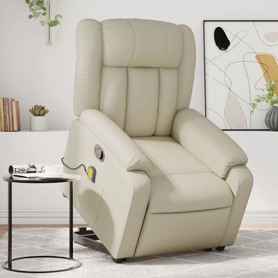 vidaXL Fauteuil inclinable de massage Crème Similicuir