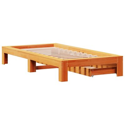 vidaXL Cadre de lit sans matelas cire marron 75x190 cm bois pin massif