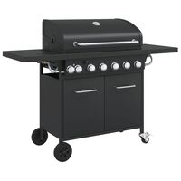 vidaXL Barbecue gril à gaz avec 7 brûleurs noir acier enduit de poudre