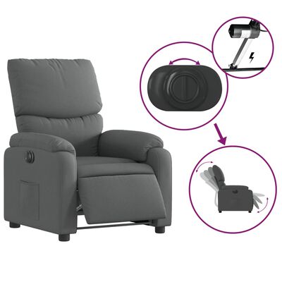 vidaXL Fauteuil inclinable électrique Gris foncé Tissu