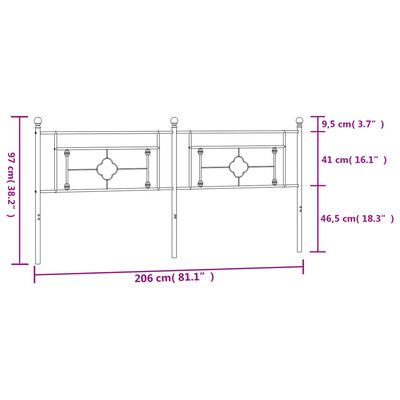 vidaXL Tête de lit métal blanc 200 cm