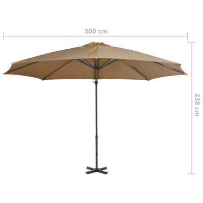 vidaXL Parasol de jardin en porte-à-faux et poteau en aluminium taupe