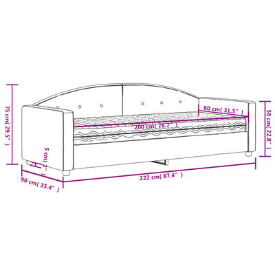 vidaXL Lit de jour avec matelas jaune 80x200 cm velours